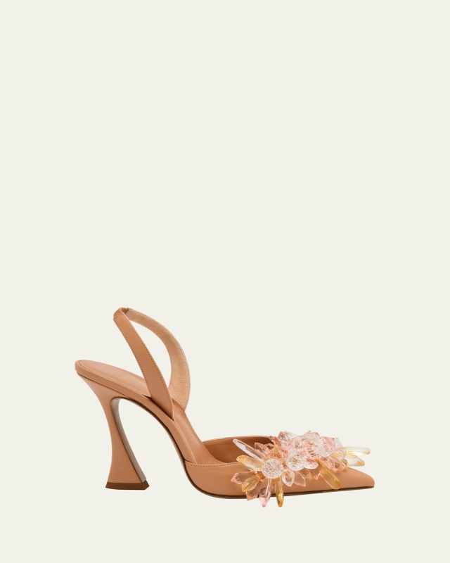 Sierra Crystal Leather Slingback Pumps